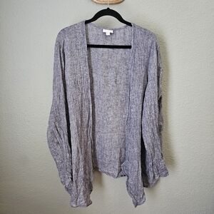 Pure Jill J Jill Crinkle Linen Long Sleeve Lagenlook Open Cardi Size Tall XL